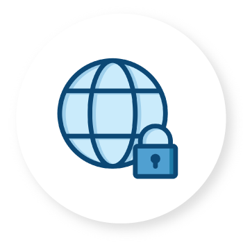 internet globe icon with padlock representing security